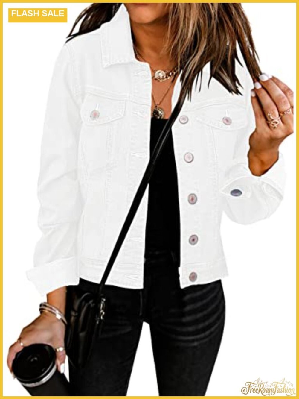 Women's Stretchy Button Down Long Sleeve Medium Wash Jean Trucker Denim Jacket